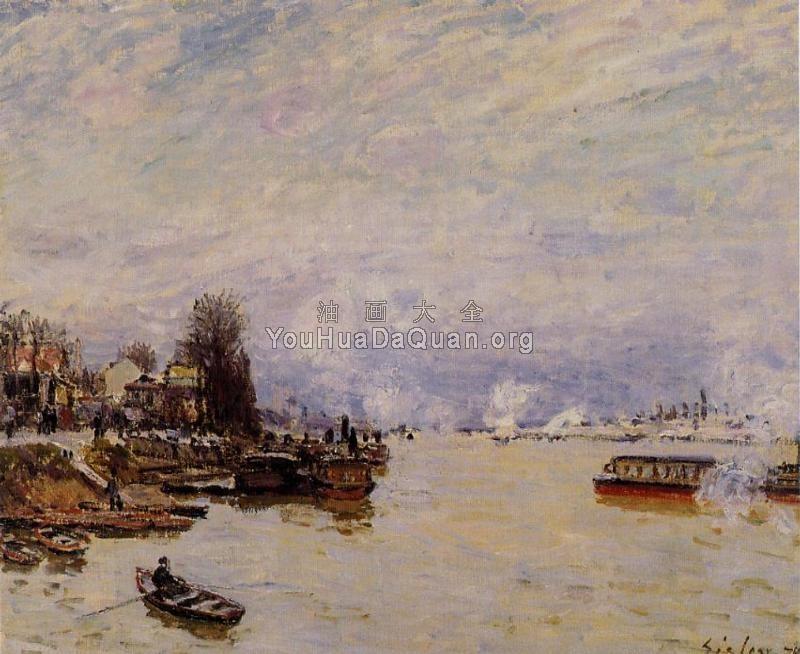 The Seine, View from the Quay de Pont du Jour - 阿尔弗莱德·西斯莱
